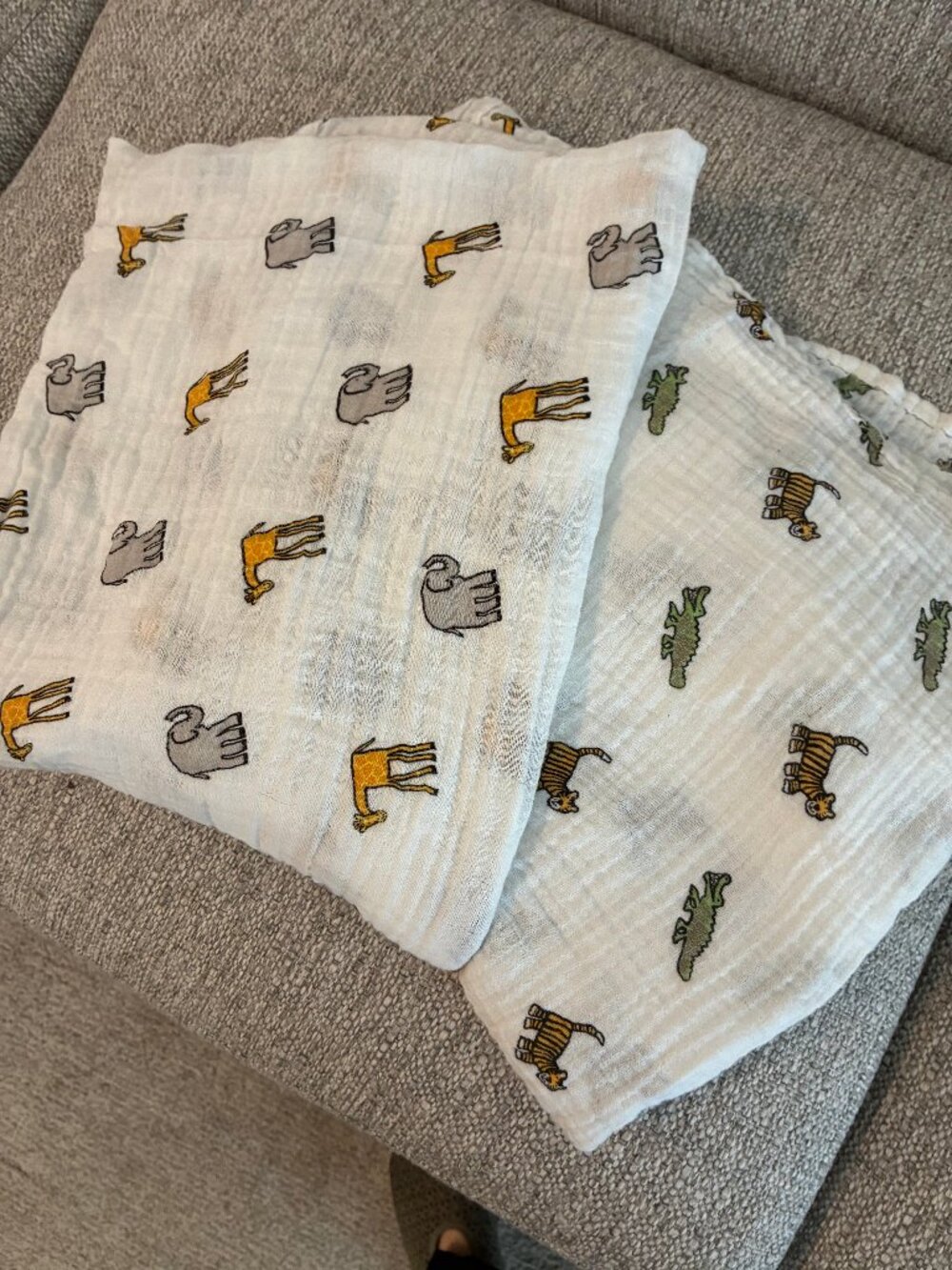 JellyCat Muslin Blankets Set of Two Zoo Animals